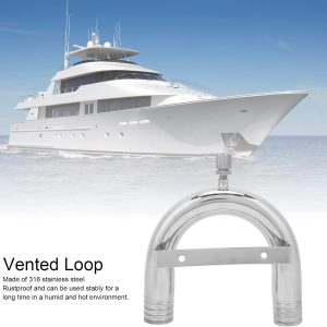 Cryfokt Marine Vented Loop, 38mm 316 Stainless Steel Marine Vented Loop Smooth Anti Siphon Vent Loop Valve Replacement for Marine RV Yacht Ship Toilet