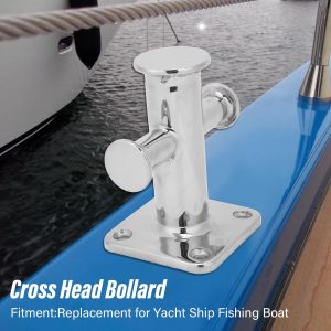 Single Cross Bollard, Stainless Steel Mooring Cleat Replacement for Yacht Ship Fishing Boat