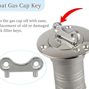 4 PCS 316 Stainless Steel Marine Boat Gas Fuel Cap Key Deck Fill Plate Filler Spare Key Replacement for Boat Yacht, Silver