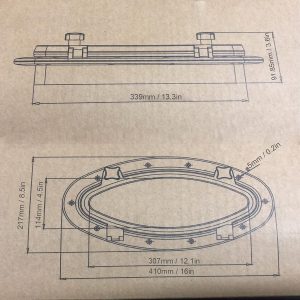 Boat Porthole, 4mm/0.2in Tempered Glass Thickness White Oval Portlight Tempered Glass Opening Window Replacement for Marine Boat Yacht RV 16 x 8‑5/8in