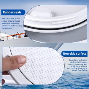 Smartmarine Boat Hatch White 4″ 6″ 8″ Round Non Slip Inspection Hatch w/Detachable Cover for Marine Boat Yacht (8 inch)