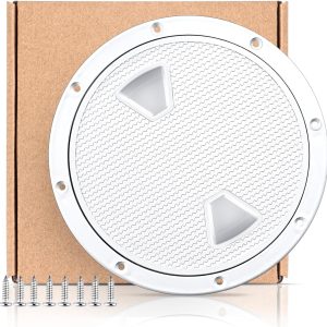 Smartmarine Boat Hatch White 4″ 6″ 8″ Round Non Slip Inspection Hatch w/Detachable Cover for Marine Boat Yacht (8 inch)